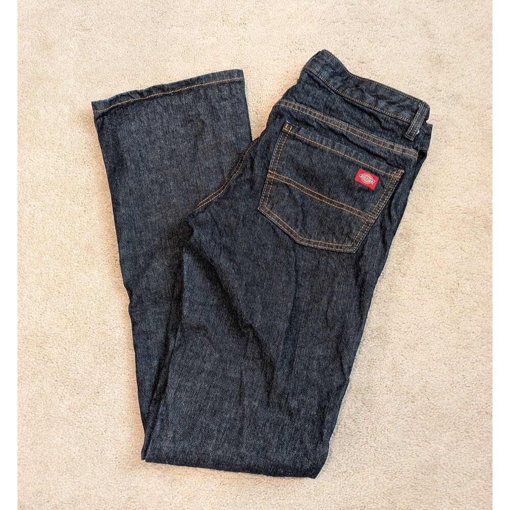 Dickies Women's Boot cut Relaxed Fit Dark Wash Denim Blue Jeans Size 8 Regular